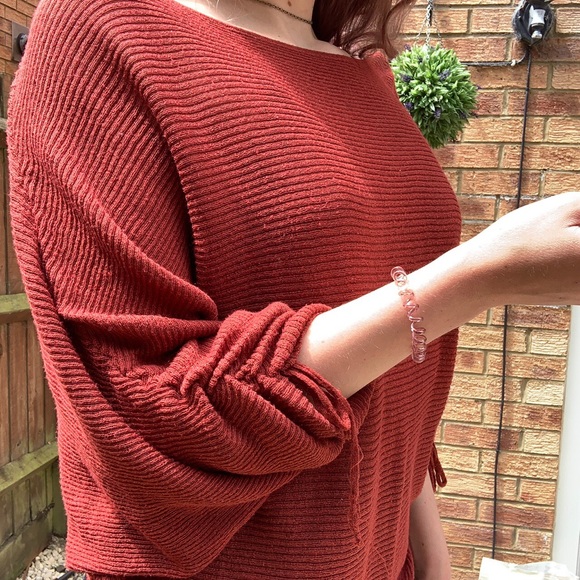 Blush dusty pink Zara slouchy dolman tie sweater - Picture 4 of 14